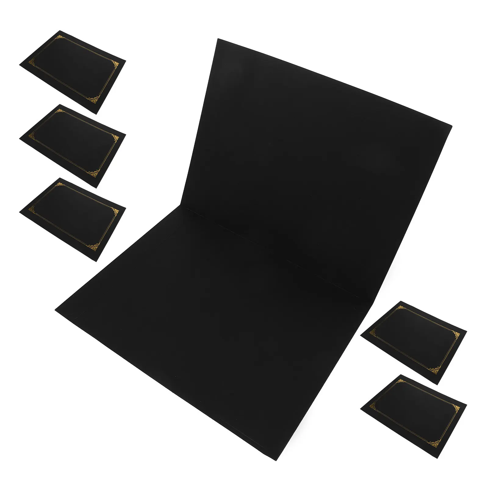 6Pcs Black Certificate Holders Gold Foil Border 8.5x11 Diploma Folder Graduation Award Certificate Covers Office