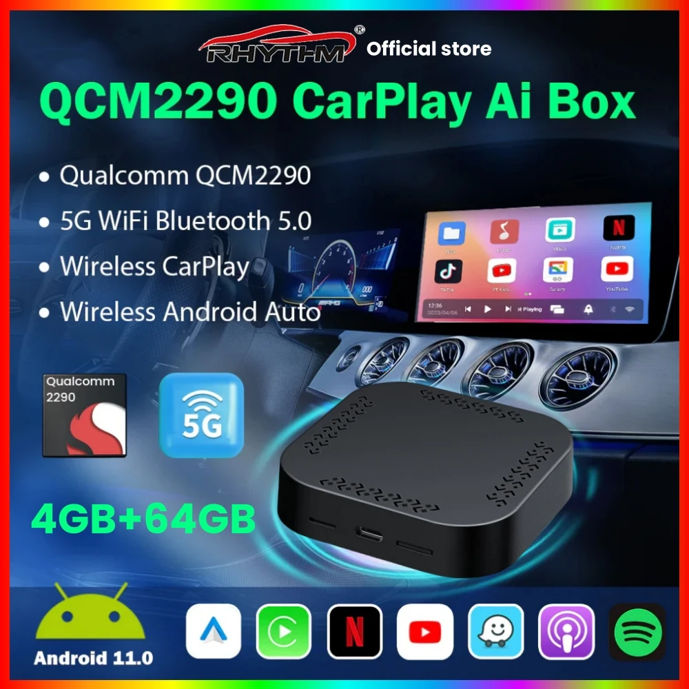 

Smart Android Auto AI Box Wireless CarPlay Adapter Car Video Box Online Upgrade Auto-connect 64G For Wired CarPlay Car