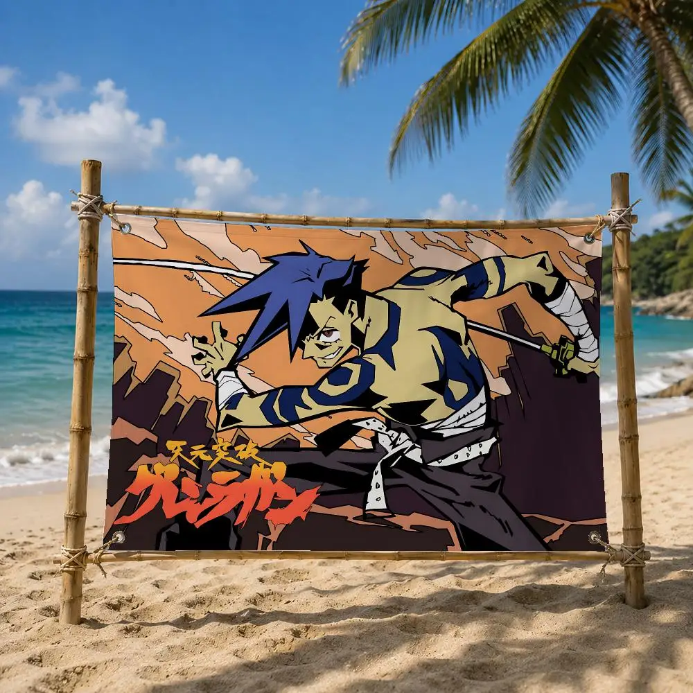 Gurren Lagann Mecha Anime Flags Room Bedroom Home Outdoor Wall Hanging Concert Printed Background Decoration Art Banne
