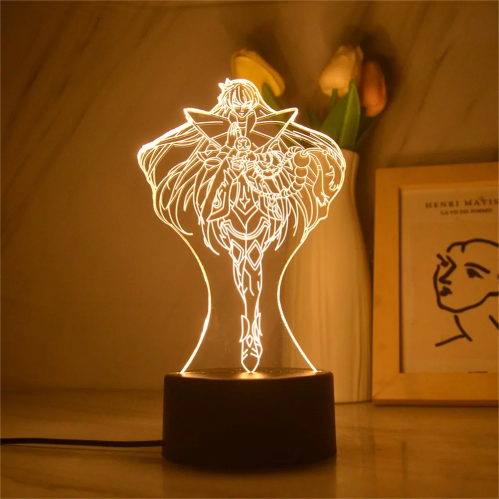 3D Saint Fighter Night Lamp para Crianças, Anime Lâmpada LED, Action Figure Japonês, Manga Night Light, Presente do Menino, Decoração do quarto, Quente, Dropship