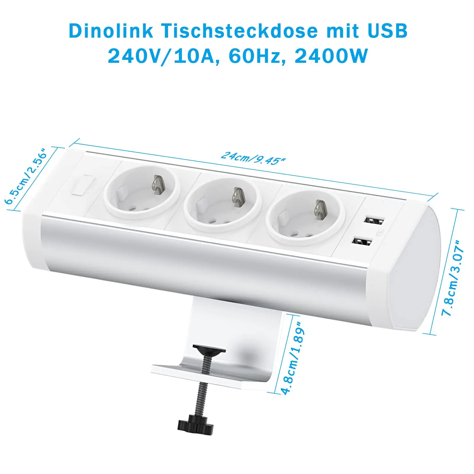 سطح المكتب الاتحاد الأوروبي منفذ قطاع الطاقة مع التبديل 3 مخرج تيار متردد مقبس USB متعدد المكونات 3m تمديد الحبل الزائد حماية