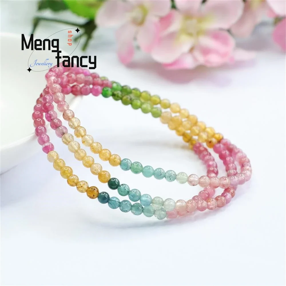 

Natural Tourmaline Exquisite Elegant Simple High-grade Bracelet Brazilian Rainbow Crystal Coloured Treasure Fashion Fine Jewelry