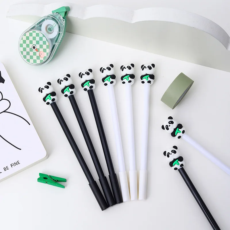 Imagem -02 - dos Desenhos Animados Panda Urso Gel Pen para Crianças Black Ink Signature Canetas Papelaria Kawaii Estudante Bonito Material de Escritório Volta às Aulas 10 Pcs por Lote