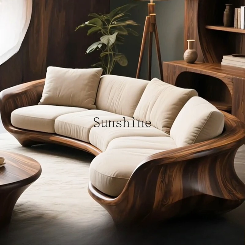 

Modern Italian light luxury hotel zen solid wood high-end sofa