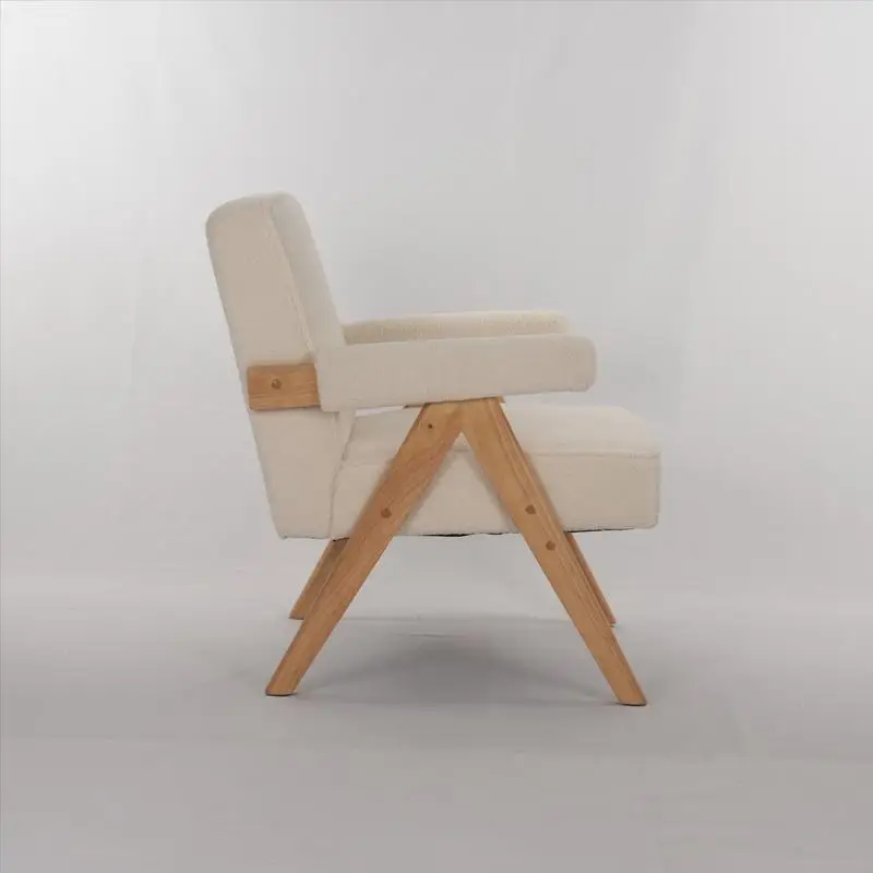 كرسي ترفيهي بأرجل خشبية مع أذرع ووسائد، مثالي لغرفة المعيشة وغرفة النوم والدراسة والمزيد، مجموعة من 1