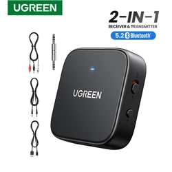 Ugreen-ワイヤレスBluetooth受信機および送信機アダプター,オーディオ,2 in 1, Bluetooth 5.2, 3.5mm,テレビ,車,トレッドミル用