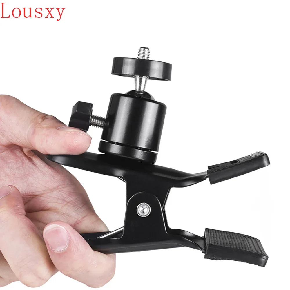 Metal Camera Clip Clamp Flash Holder Mount Holder with 360 Swivel LED Light Photography Ball Head 1/4 Screw  accessories