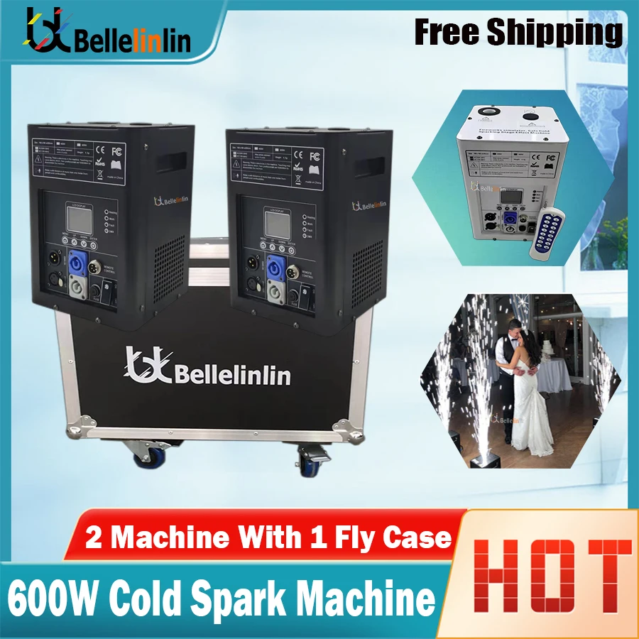 

No Tax 2Pcs 600W Cold Spark Machine With Flight Case DMX Remote Cold Fireworks Fountain Spark Stage Sparkular Machine