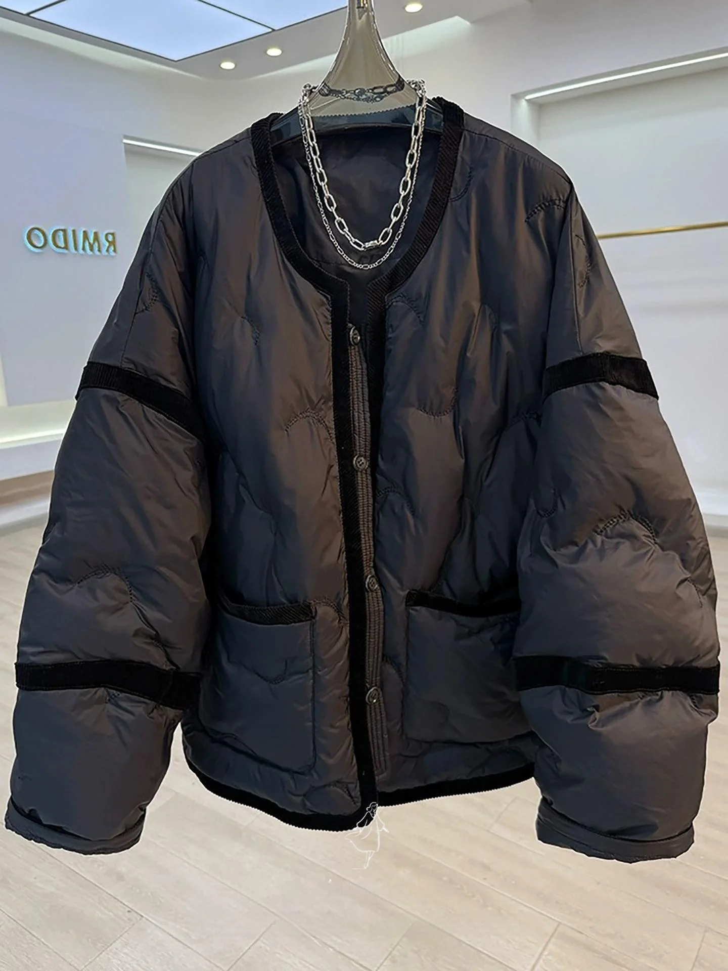 

Retro Bla Cotton Jaet Women's Casual Bread Sle Winter New Arrival Versatile High-End Feeling Commute Long Sve Zipper