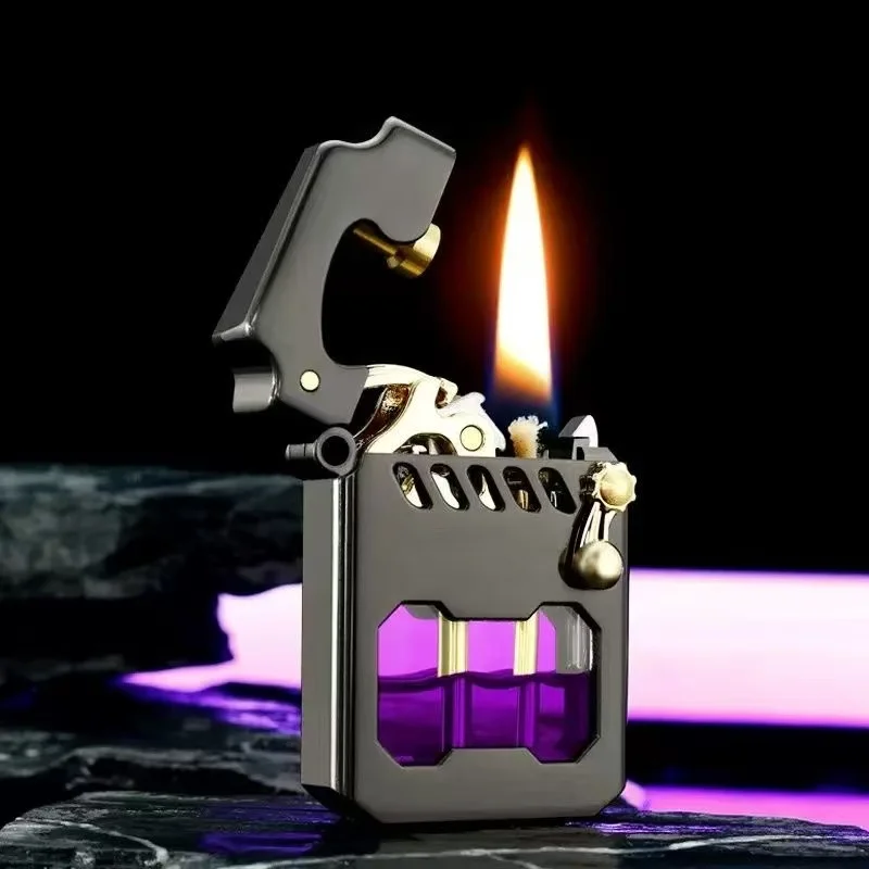 2025 New Zorro Kerosen Lighter Cyber Mecha Transparent Bin Rocker Cool Classic Torrens Tide Men Lighters Wholesale