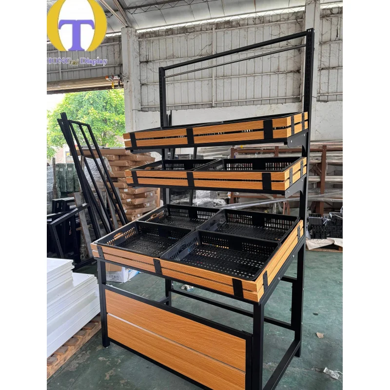 custom.HongTai Stainless Steel Glass Professional Supermarket Rack-Heavy Duty Recyclable Black Color Customizable S