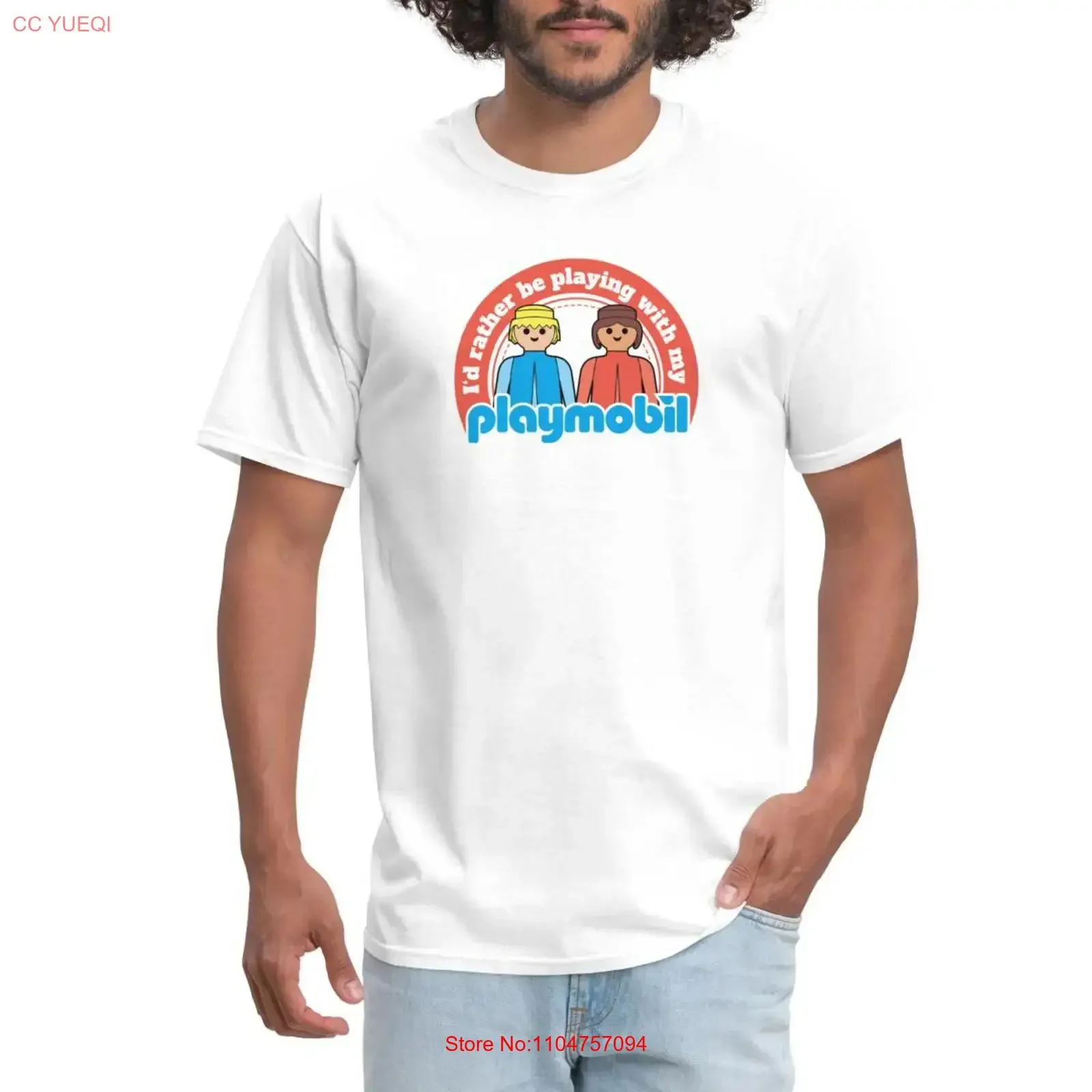 Camiseta Playmobil Logo I'd rather Be Playing With My Men's, estilo vintage, lavada, con gráfico streetwear, elegante, unisex, ligeramente holgada