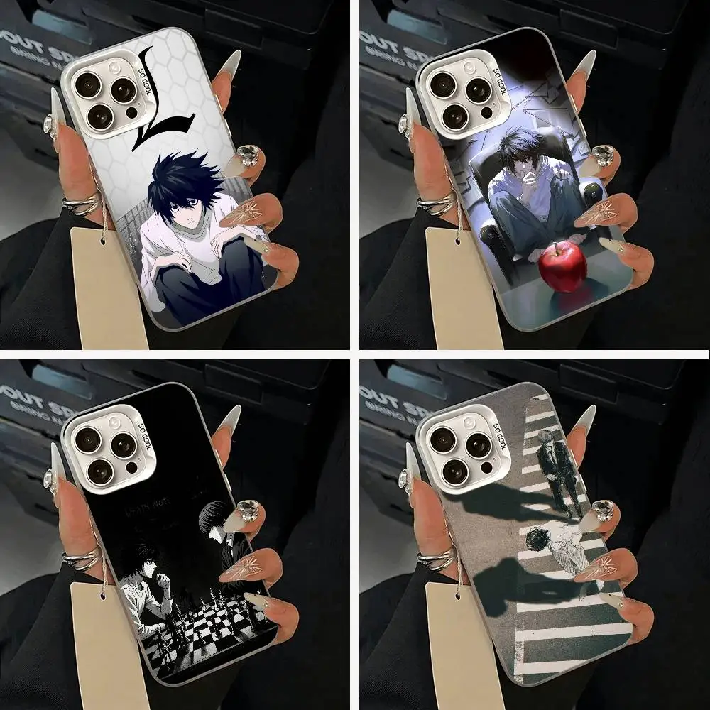 

D-Death -Note Light Yagami -L Phone Case For iPhone 11 12 13 14 15 16Pro Max Plus white Sliver Phone Cover