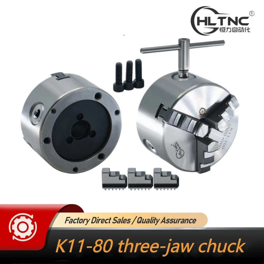 HLTNC K11-80 3 Jaws Manual Lathe Chuck With Turning Machine Tools