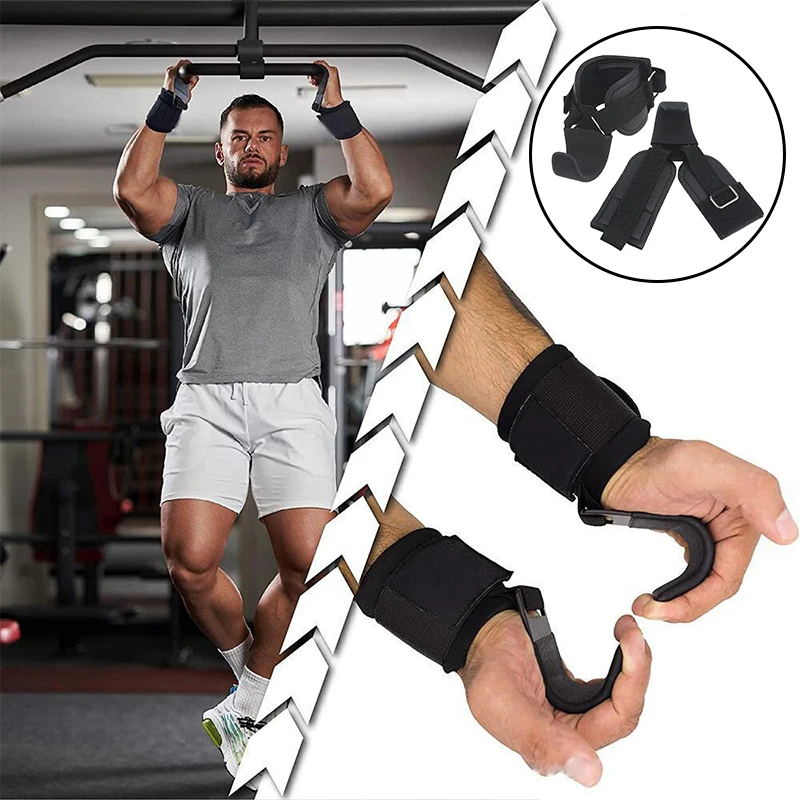 New 1/2Pcs Leather Weight Lifting Hook Gym Fitness Weightlifting Non-slip Heavy Duty Steel Strong Load Capacity Wrist Strap Hook