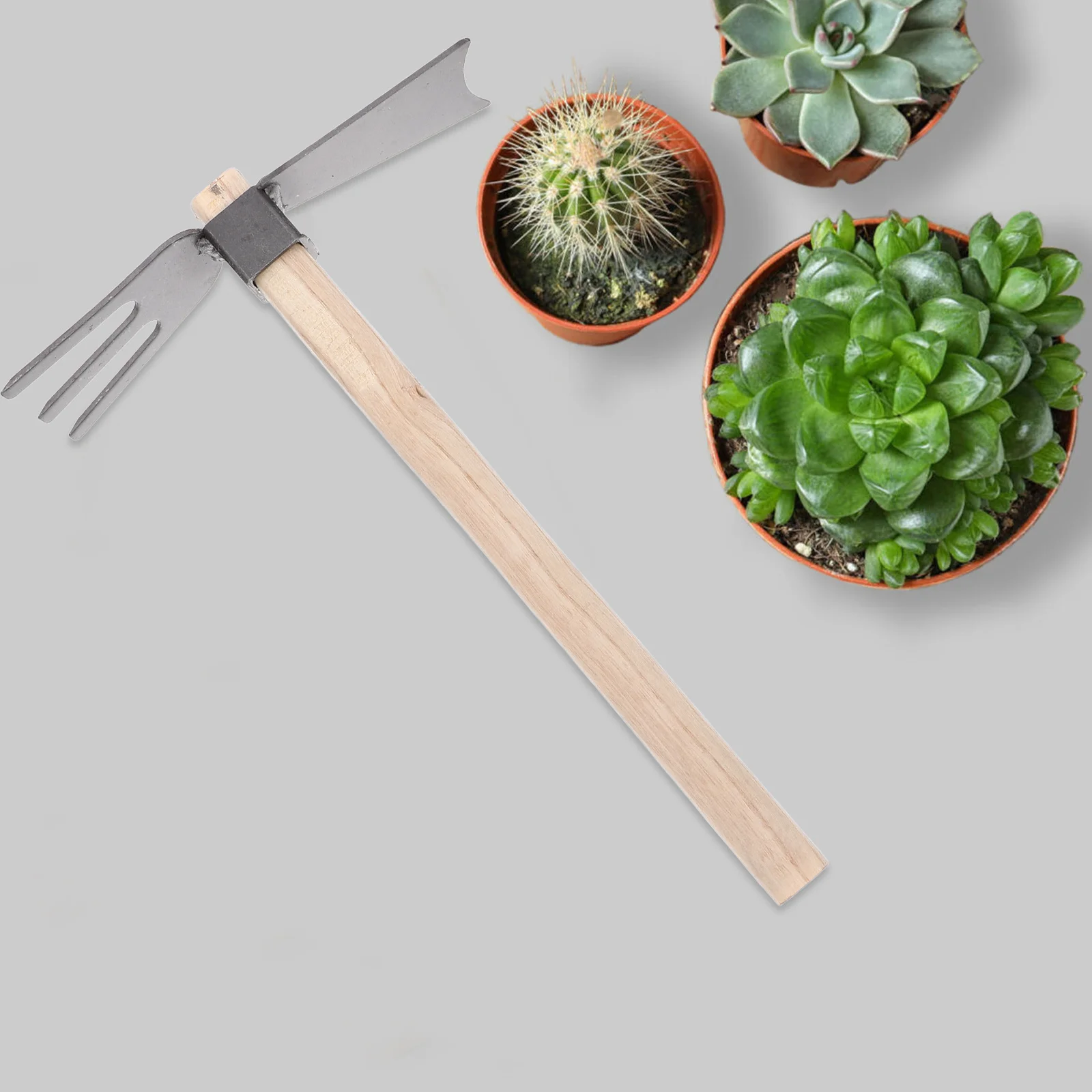 

1pc Small Garden Hoe Wooden Handle Iron Blade Durable Hand Rake For Digging Weeding Flower Vegetable Bonsai Planting Garden