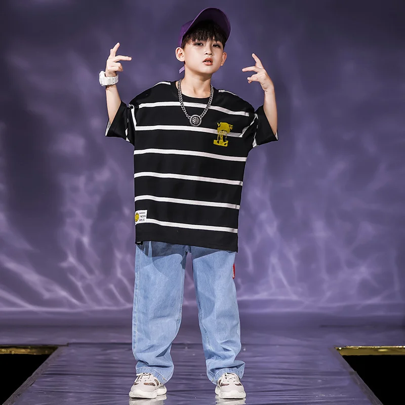 Boys' hip hop suit summer loose children's catwalk clothes girls' jazz dance clothes handsome hip hop Baby Trend