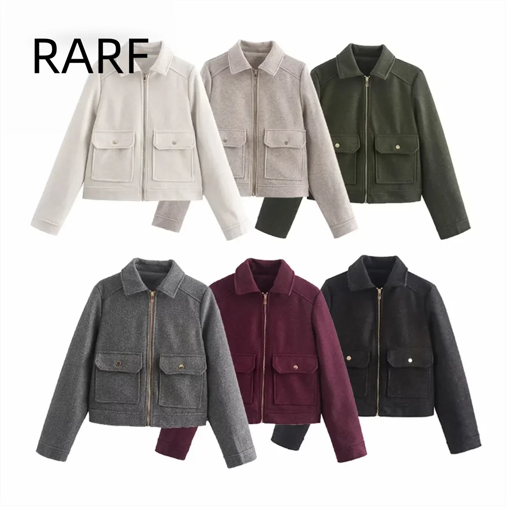 

2024 Autumn/Winter New Women's Fashion Loose Collar Pocket Metal Zipper Casual Versatile Jacket Coat