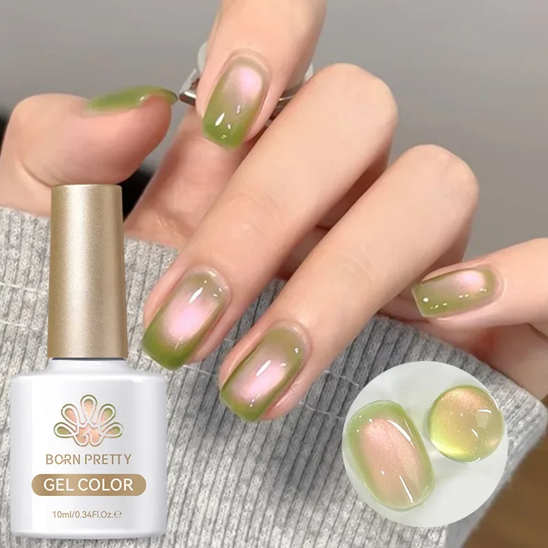 

BORN PRETTY Guava Цветной кот Магнитный гель Сверкающее зеленое стекло Салон для дома DIY Бусина Дуб Off УФ-гель Лак для ногтей Магнит для ногтей