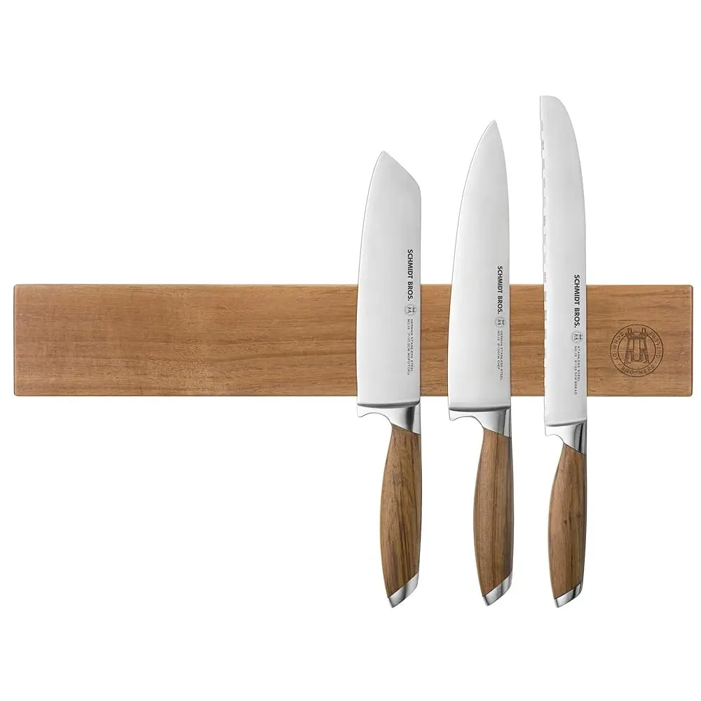 

Schmidt Brothers - Acacia 18"" Magnetic Wall Bar, Universal Cutlery Storage Fits 8 - 10 Knives