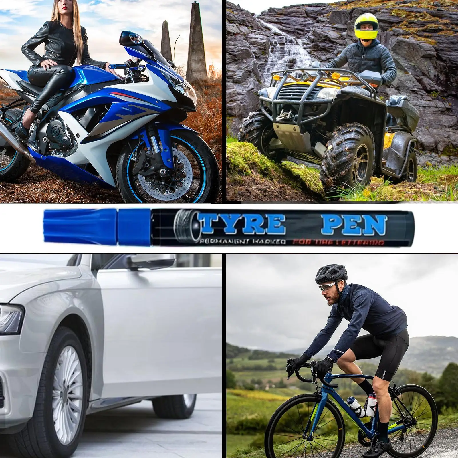 قلم طلاء الإطارات سريع الجفاف دائم قابل للمسح غير يتلاشى الإطارات ماركر عجلات السيارة حروف قلم جاف للرسم للدراجات النارية