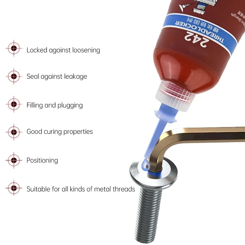 10 مللي Threadlocker 242 243 متوسطة القوة Threadlocker الأزرق اللاهوائية Threadlocker لاصق السد المواد اللاصقة السدادة الأجهزة