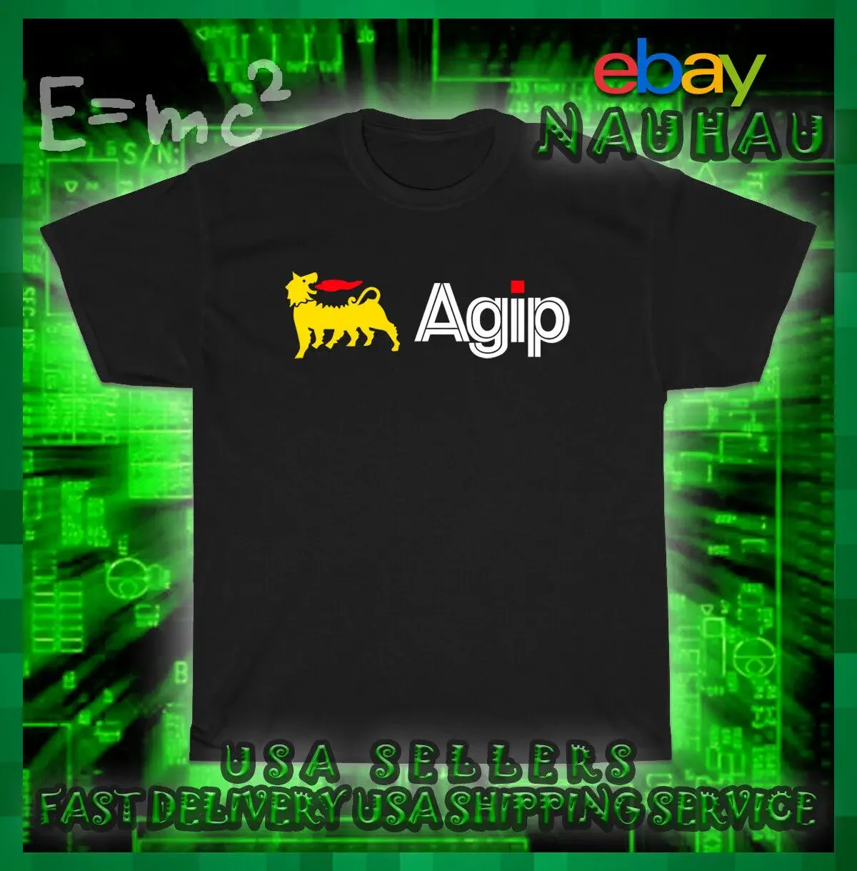 Agip Oil Racing New Logo Men's T-Shirt Brand New From American Size