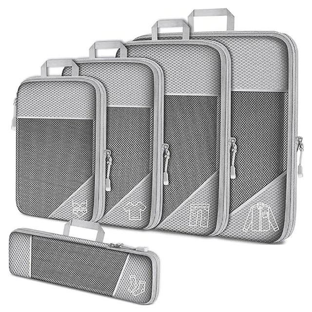 5 Pieces Travel Organizer Bag Set Clothes Compression Cubes For Plane Travel Essentials Storage Bags Suitcase Mesh Packing Cubes 2 5 Pieces Travel Organizer Bag Set Clothes Compression Cubes For Plane Travel Essentials Storage Bags Suitcase Mesh – view 2