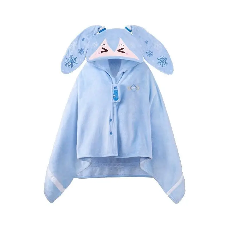 Kawaii Hatsune Miku couverture Anime mignon étudiant avec oreilles dessin animé cape à capuche doux garder au chaud flanelle fille châle Festival cadeau