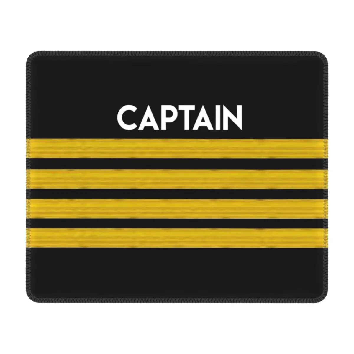 Captain Stripes Epaulettes Mouse Pad Rubber Mousepad Stitched Edges for Gamer Laptop Desktop Aviation Airplane Pilot Mouse Mat