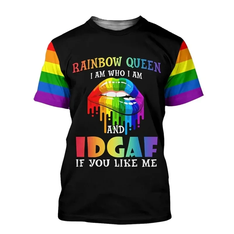 Lesbian Pride Rainbow T Shirt For Men 3D Printed Short Sleeve LGBT Tee Tops Streetwear Gay Lgbtq Gift Mens New In Tops & Tees