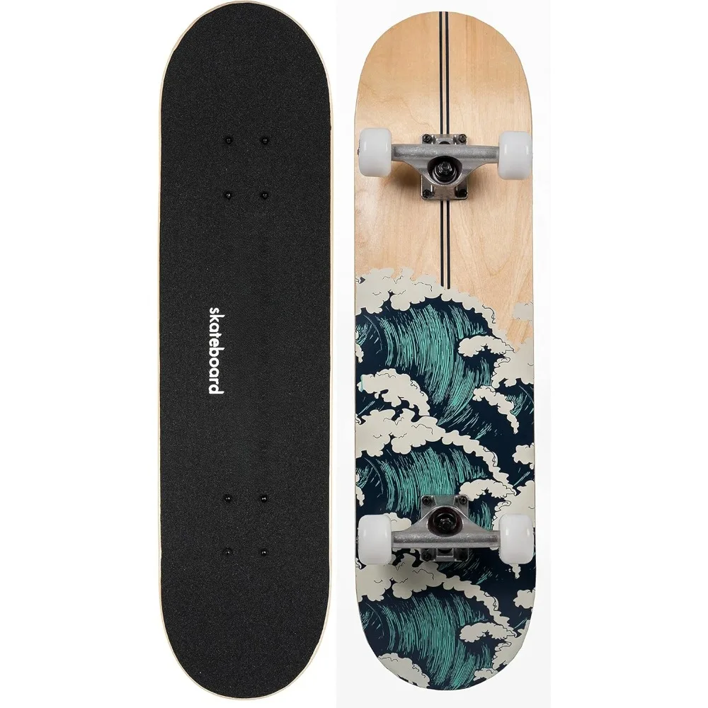 Skateboarding, Boys, Girls,and Adults Complete Set,7-layer Maple Wood,Double Kick Board Concave Standard and Skill Skateboarding