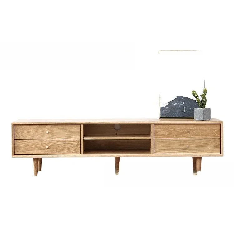 Nordic all solid wood sunny day, TV cabinet modern simple living room floor cabinet oak, audio-visual cabinet combination