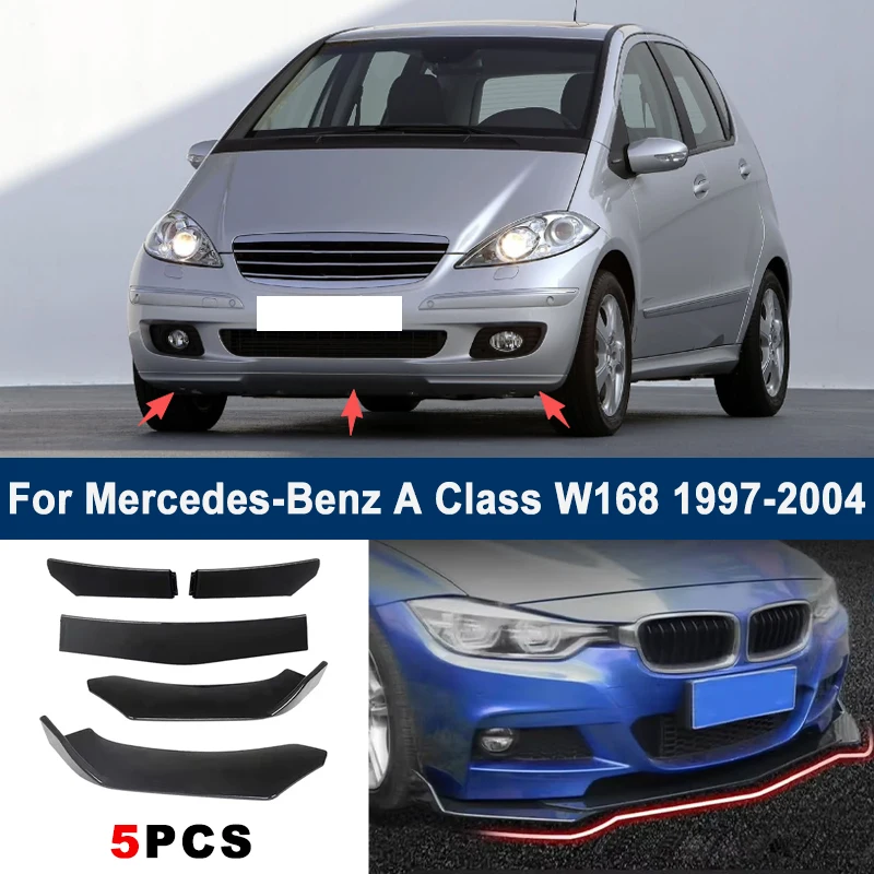

Adjustable 5Pcs Sectional Front Spoiler Lip For Mercedes-Benz A Class W168 1997-2004 Front Bumper Splitter Sport Body Kit