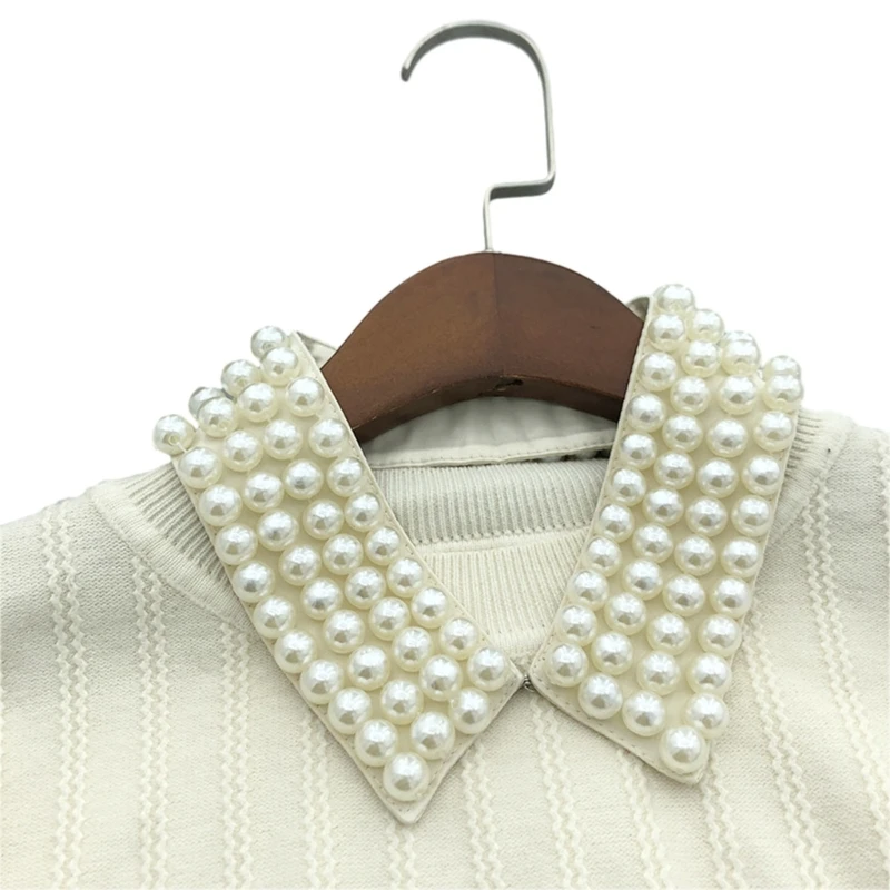 Elegant Ladies Decorative Collar Sewing Applique DIY Neckline Anti Slip Coat Shirt Sweater Faux Pearl False Collar