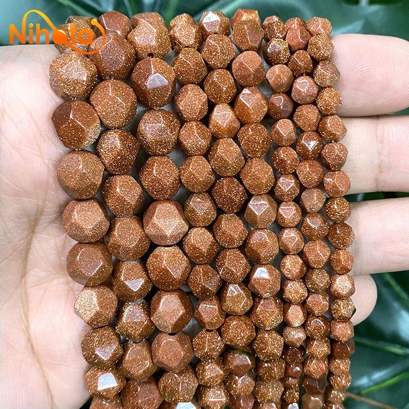 Natural Faceted Golden SandStone Beads DIY for Jewelry Making Loose Spacer Beads Handmade Bracelets Chains 14