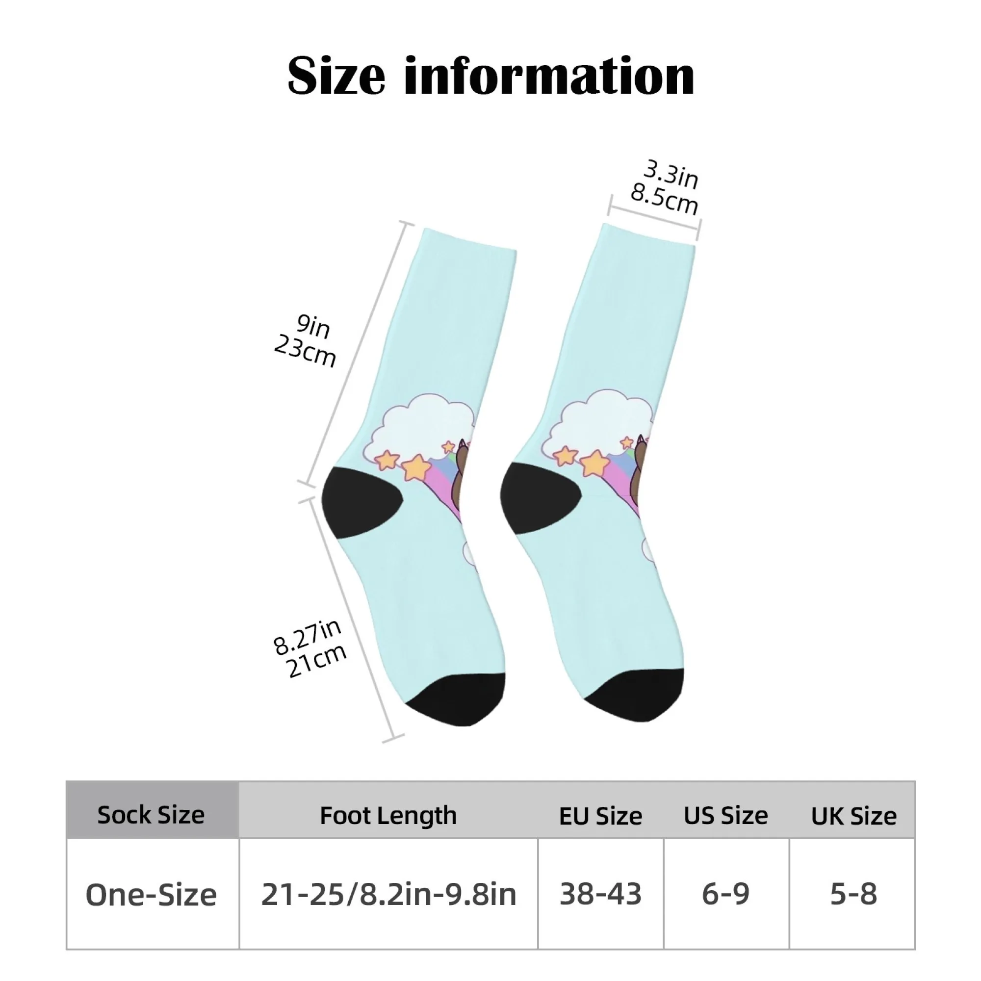 جوارب لطيفة على شكل قلب دافئ بألوان قوس قزح باللون الأزرق الفاتح بتصميم غريب الأطوار للملابس غير الرسمية وأنماط Kawaii ملابس منزلية مثالية