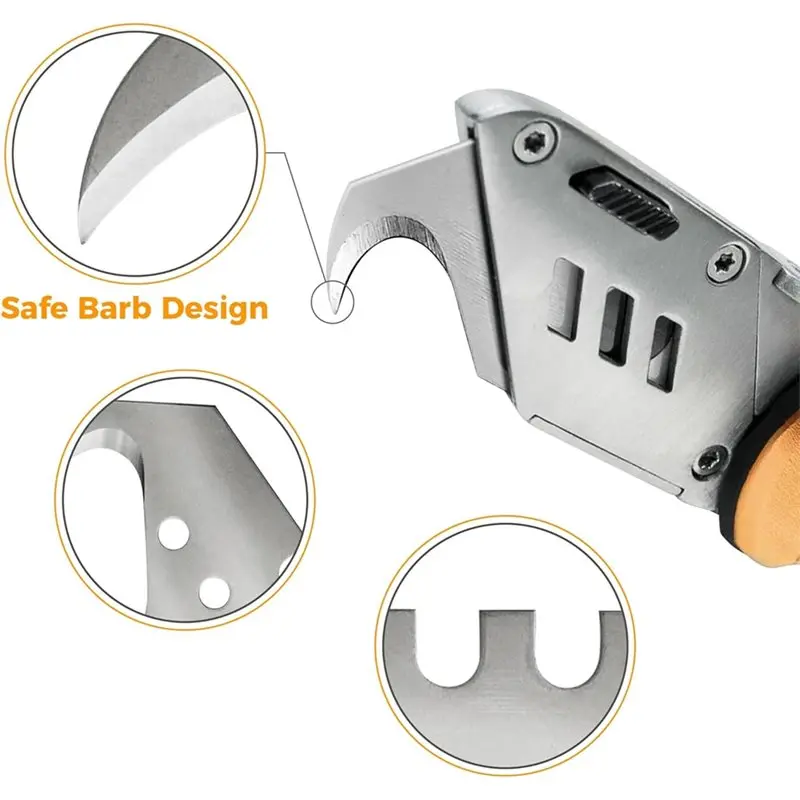 A76K سلامة القرن سكين شفرة 50 قطعة شفرات هوك فائدة لورق الجدران ، قطع السجاد ، تسقيف المواد الصناعية