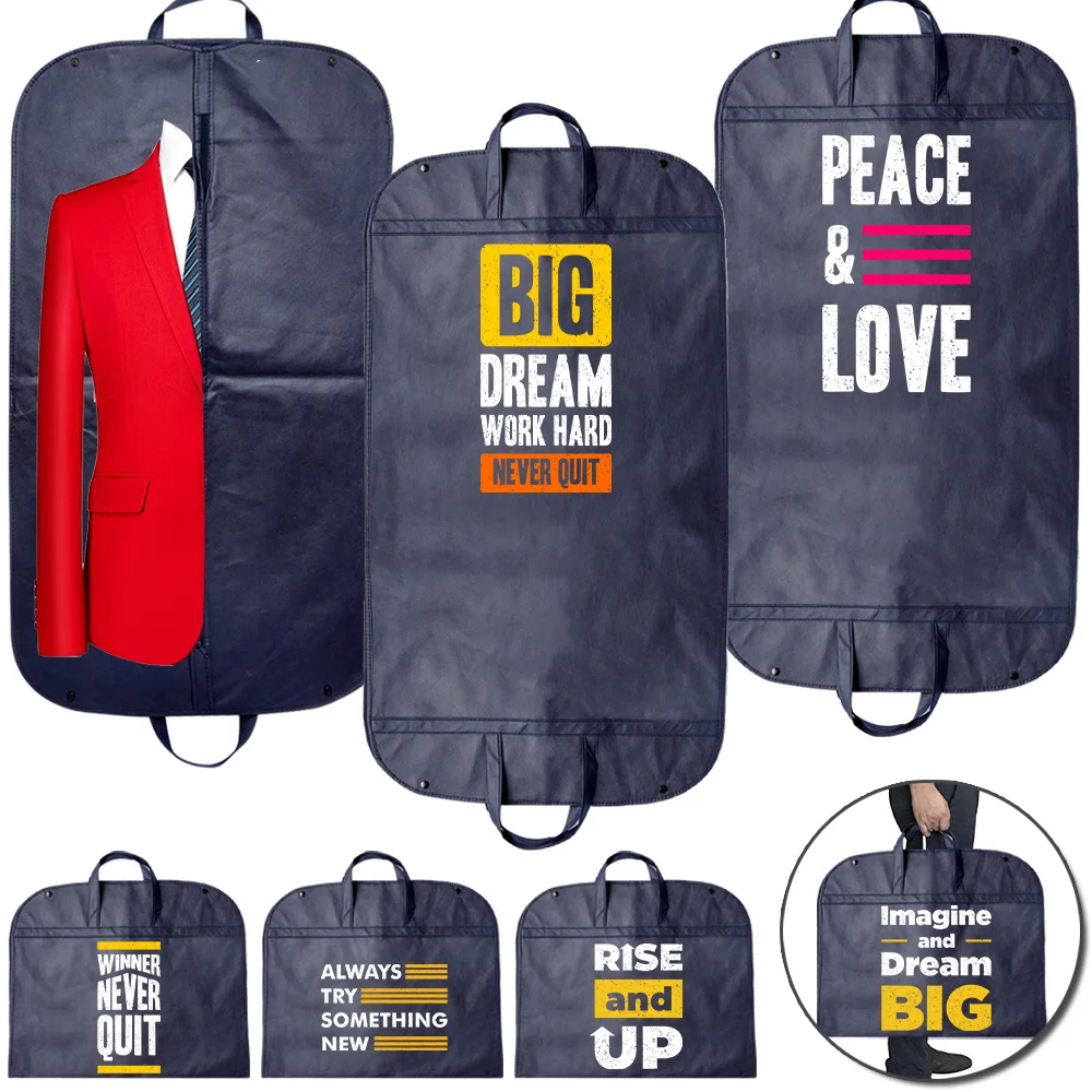 

Zipper Clothes Dust-proof Cover Household Garment Protector Fully Enclosed Cover Bag Phrase Letter Printed Hanging Storage Bags