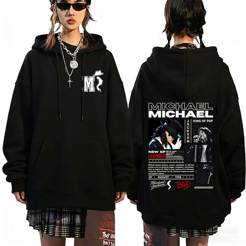 

Classic Vintage Michael Jackson King of Pop Graphic Hoodie Men Women Gothic Rock Sweatshirt Men's Hip Hop Punk Oversized Hoodies