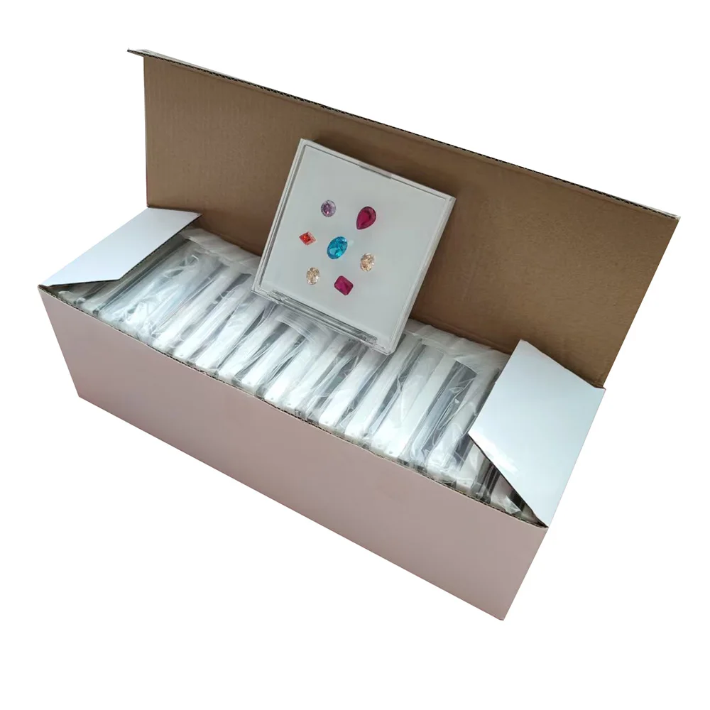 

20Pcs Adhesive Gemstone Storage Box Loose Diamond Showcase Gem Stone Organizer 9cm Sticky Rhinestone Zircon Display Package Box