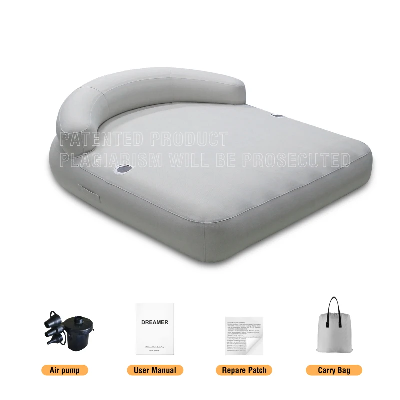 Modern 2-Person Inflatable Floating Chair Water Sofa Bed with Detachable Fabric Cover Inflatable Pool Lounger