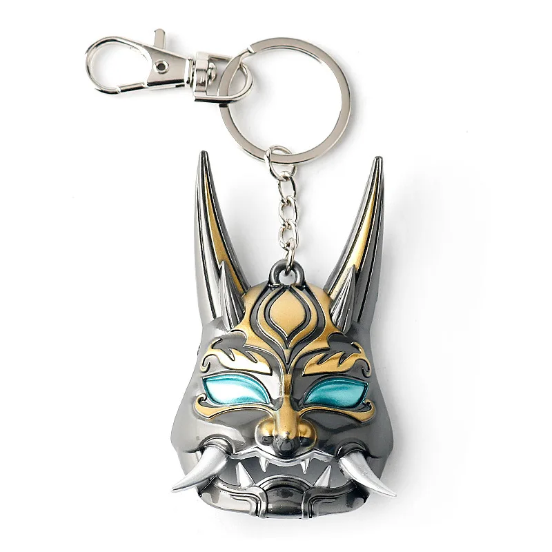 Anime Genshin Impact Necklaces Xiao Mask Tartaglia Mask Metal Keychains Keyrings Pendants Cosplay Accessories Figure Gifts