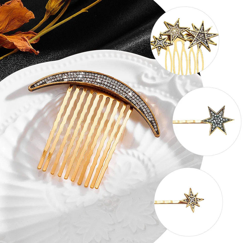 

1 Set Vintage Decor Side Comb Clips Wedding Barrettes Star Hairpins Jewelry Premium Alloy Hair Pins Hair Clip For Women Party