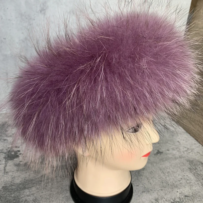 Fur Headband For Women Winter Warm Luxury Real Fur Hair Accesories