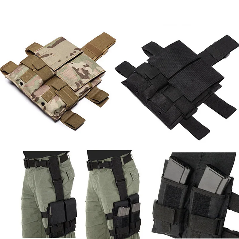 Tactical Drop Leg Magazine Pouch for AK AR AR15 5.56mm Double 5.56mm Mag Holster Thigh Drop Magazine Bag Hunting Pack