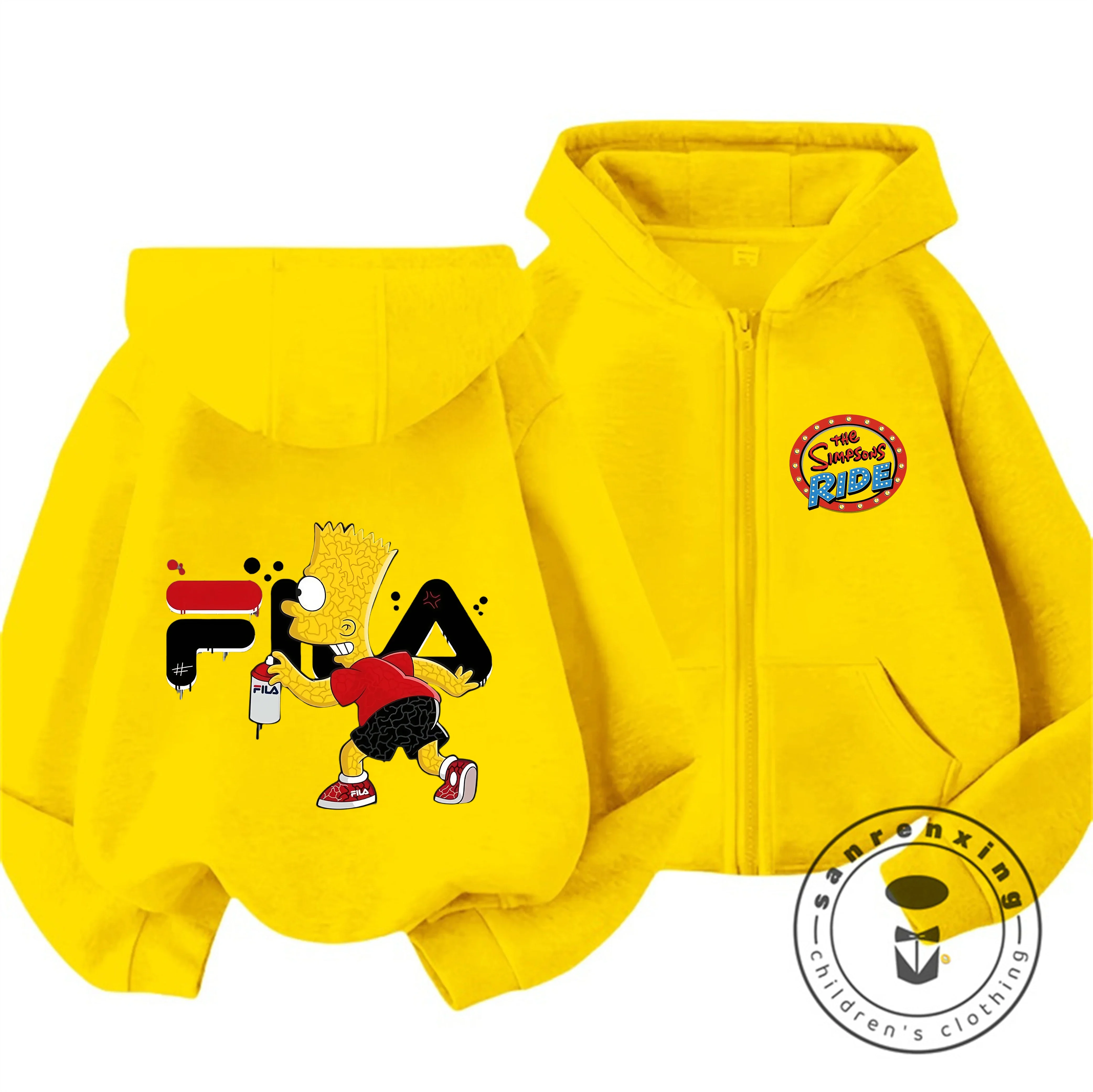 

Толстовка с капюшоном на молнии с изображением Симпсонов для детей, мальчиков и девочек, осенне-зимняя, милая, модная, новая детская толстовка с капюшоном