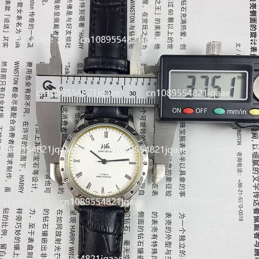 นาฬิกาข้อมือกลไกแบบแมนนวล ยี่ห้อแท้จากเซี่ยงไฮ้ รุ่น 17 Drill 8120 ตัวเรือนเหล็กขาว หน้าปัดแบบโรมัน ขนาดเส้นผ่านศูนย์กลาง 36 มม.