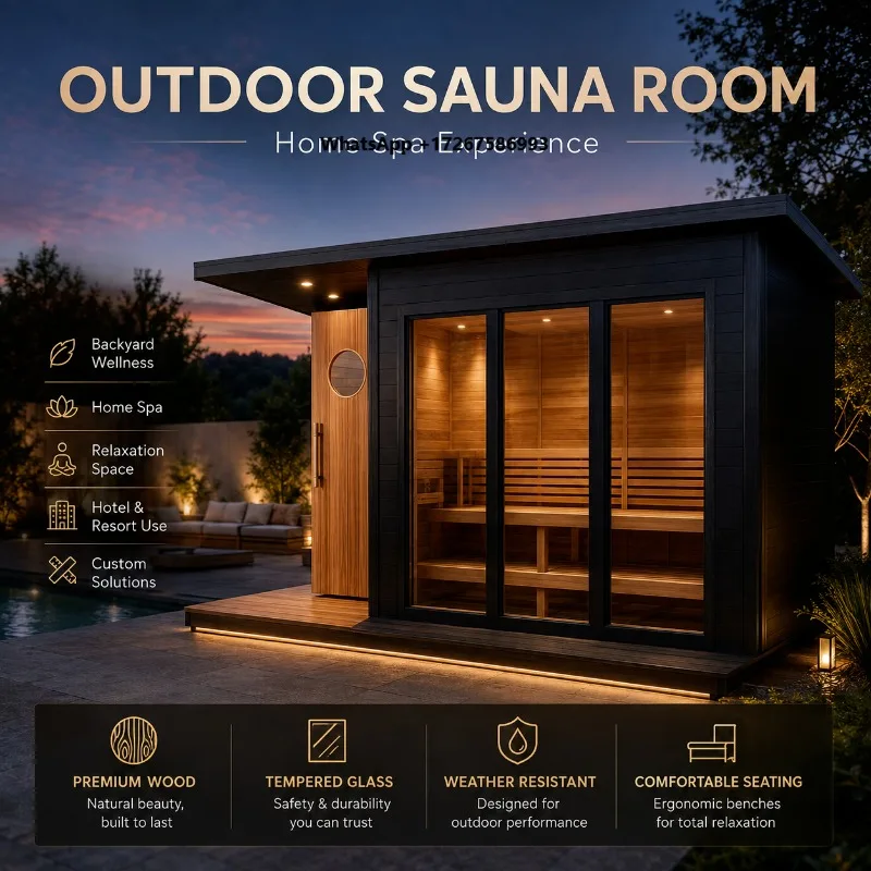 OEM Customizable Outdoor Sauna Room With Multiple Size Options for Commercial Business Wellness Related Large Projects
