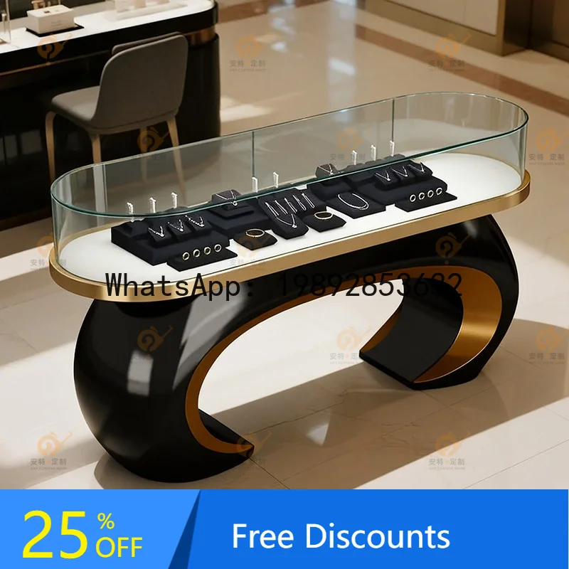 XL Jewelry Glass Display Cabinet Accessories Jewelry Showcase Gift Figurine Sample Product Display Cabinet
